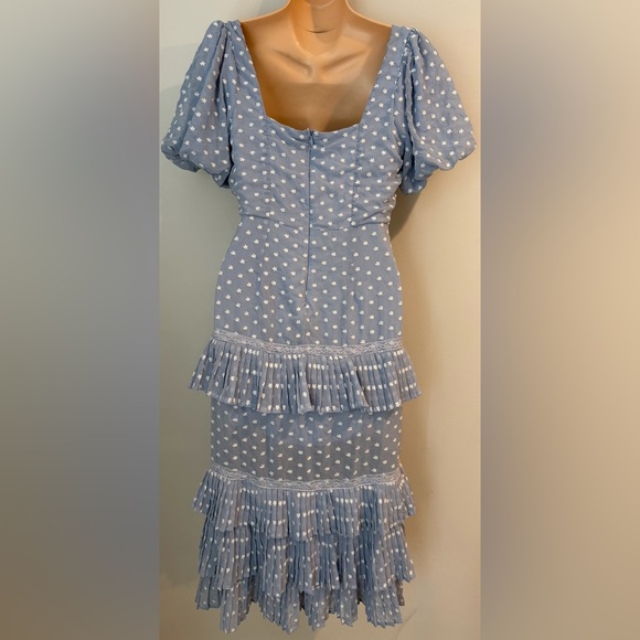 LULUS Fleur 'Em Tiered Ruffle Embroidered Midi Dress size Small Womens - Picture 7 of 7